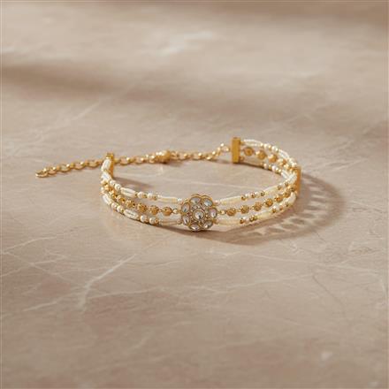 Kundan Moti Bracelet With Gold Plating