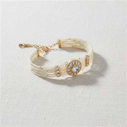 Kundan Moti Bracelet With Gold Plating