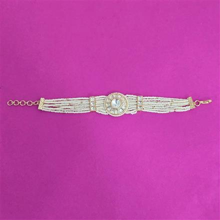 Kundan Moti Bracelet With Gold Plating