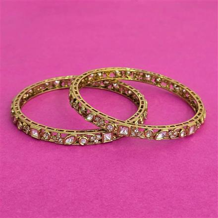 Kundan Classic Bangles With Mehndi Plating