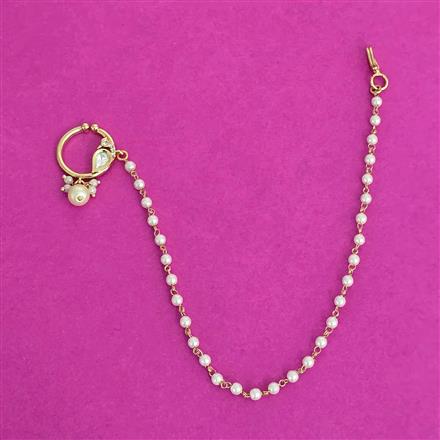 Kundan Moti Nose Ring With Carat Plating
