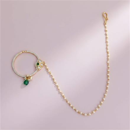 Kundan Moti Nose Ring With Carat Plating