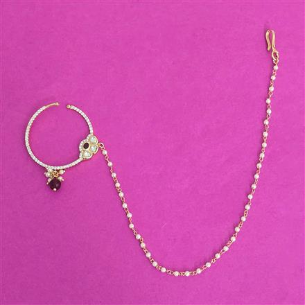 Kundan Moti Nose Ring With Carat Plating
