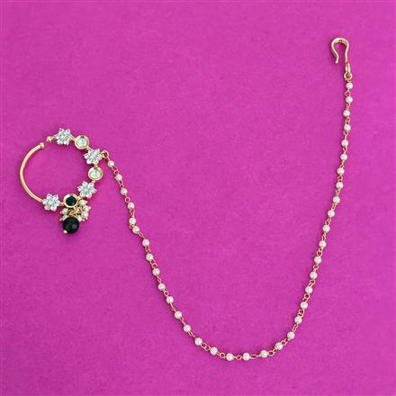 Kundan Moti Nose Ring With Carat Plating