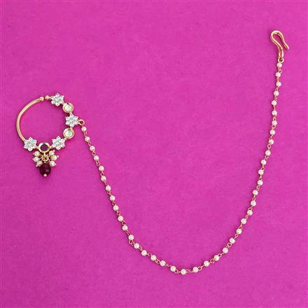 Kundan Moti Nose Ring With Carat Plating