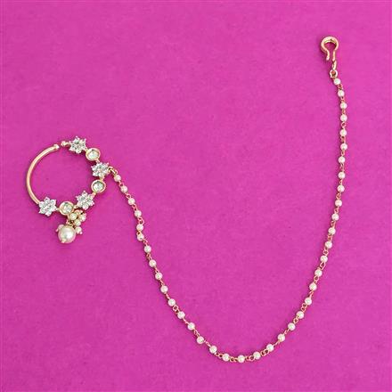 Kundan Moti Nose Ring With Carat Plating