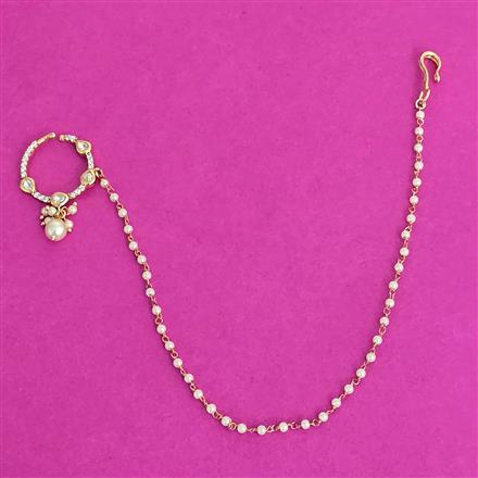 Kundan Moti Nose Ring With Carat Plating