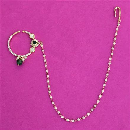 Kundan Moti Nose Ring With Carat Plating