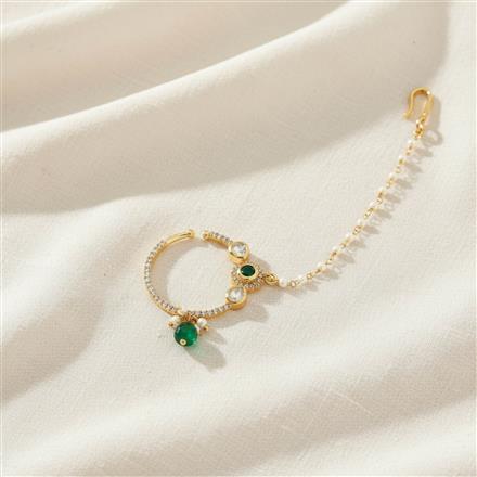 Kundan Moti Nose Ring With Carat Plating