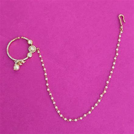 Kundan Moti Nose Ring With Carat Plating