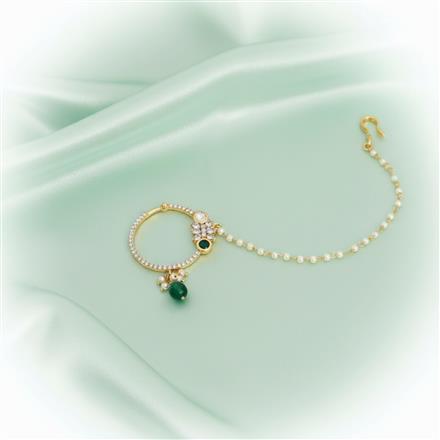 Kundan Moti Nose Ring With Carat Plating