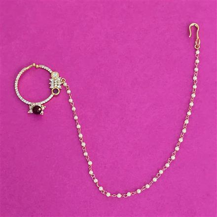 Kundan Moti Nose Ring With Carat Plating