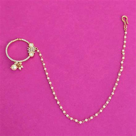 Kundan Moti Nose Ring With Carat Plating