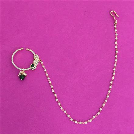Kundan Moti Nose Ring With Carat Plating
