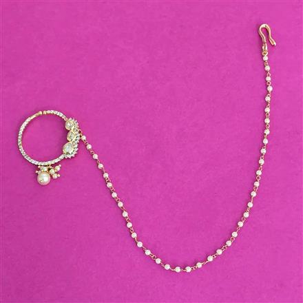 Kundan Moti Nose Ring With Carat Plating
