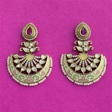Kundan Meenakari Earring With Mehndi Plating