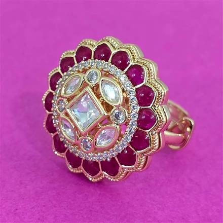 Kundan Adjustable Ring With Carat Plating