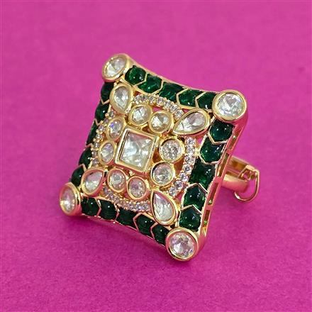 Kundan Adjustable Ring With Carat Plating
