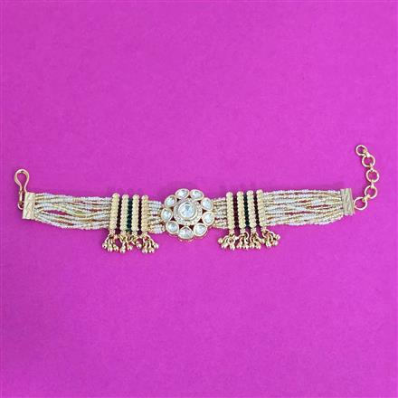 Kundan Moti Bracelet With Gold Plating