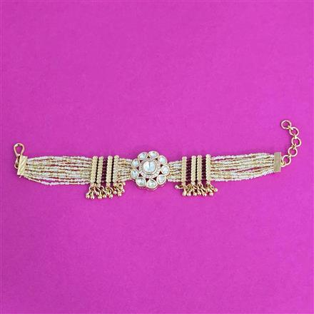 Kundan Moti Bracelet With Gold Plating