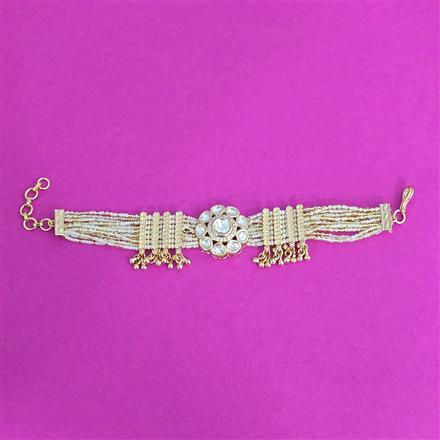 Kundan Moti Bracelet With Gold Plating