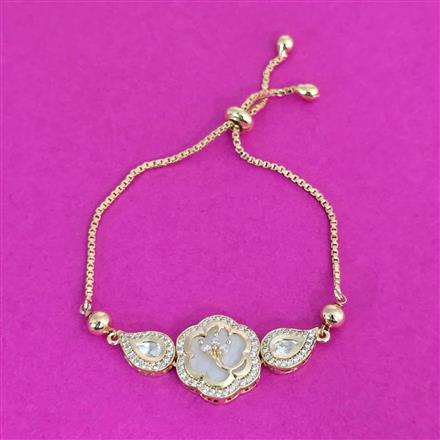 Kundan Mother Of Pearl Bracelet With Gold Plating
