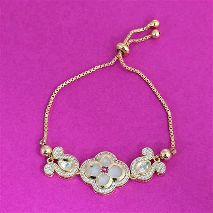 Kundan Mother Of Pearl Bracelet With Gold Plating