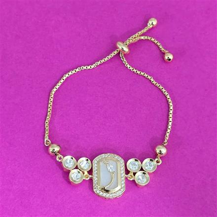 Kundan Mother Of Pearl Bracelet With Gold Plating