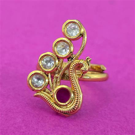 Kundan Adjustable Ring With Gold Plating