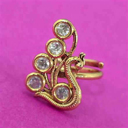 Kundan Adjustable Ring With Gold Plating