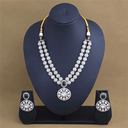 Kundan 2 Line Necklace Set With Mehndi Plating