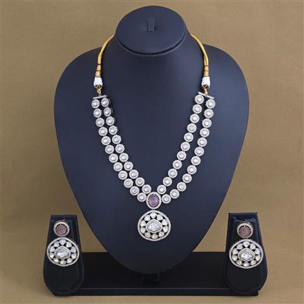 Kundan 2 Line Necklace Set With Mehndi Plating