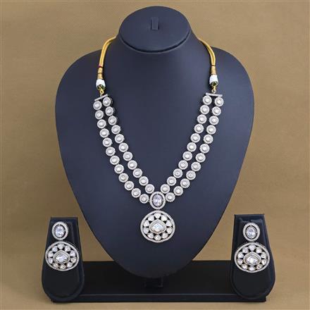 Kundan 2 Line Necklace Set With Mehndi Plating