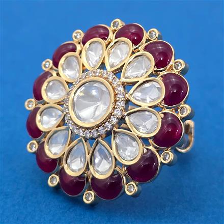 Kundan Adjustable Ring With Carat Gold Plating