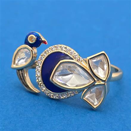 Kundan Adjustable Ring With Carat Gold Plating