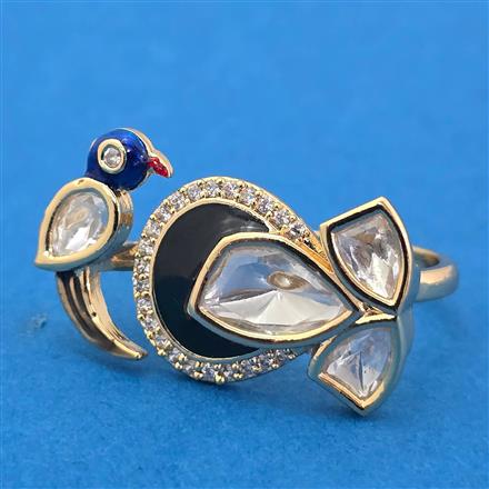Kundan Adjustable Ring With Carat Gold Plating