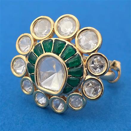 Kundan Adjustable Ring With Carat Gold Plating