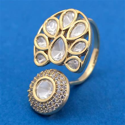 Kundan Adjustable Ring With Carat Gold Plating