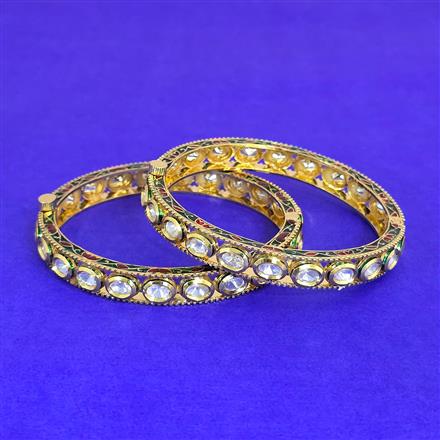 Kundan Classic Bangles With Gold Plating