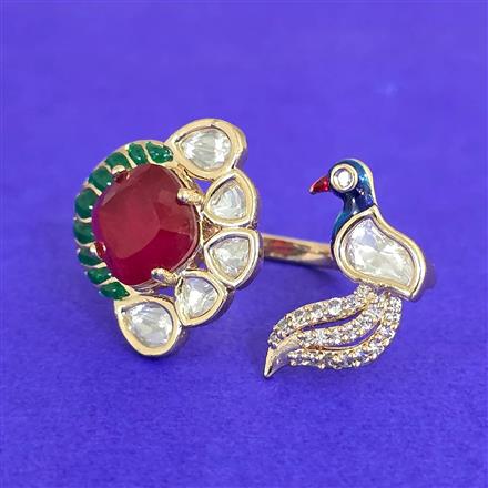 Kundan Adjustable Ring With Carat Gold Plating