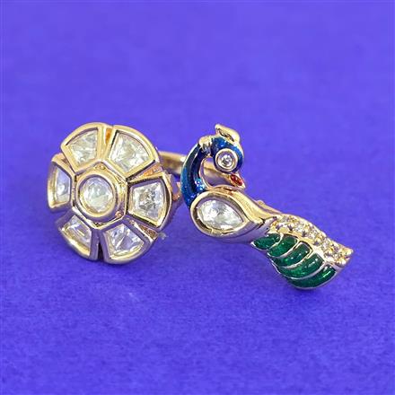 Kundan Adjustable Ring With Carat Gold Plating