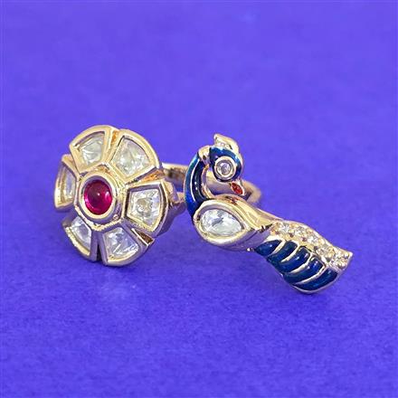 Kundan Adjustable Ring With Carat Gold Plating