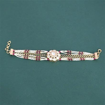 Kundan Moti Bracelet With Gold Plating