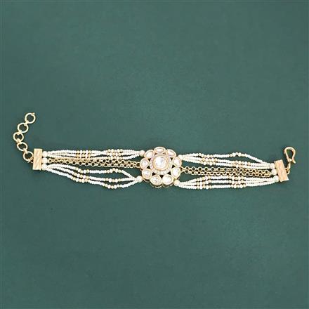 Kundan Moti Bracelet With Gold Plating
