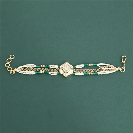 Kundan Moti Bracelet With Gold Plating