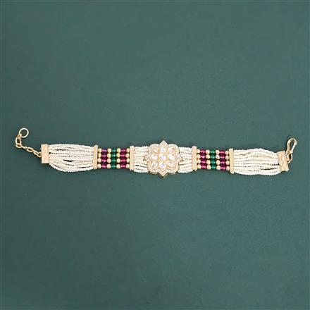 Kundan Moti Bracelet With Gold Plating