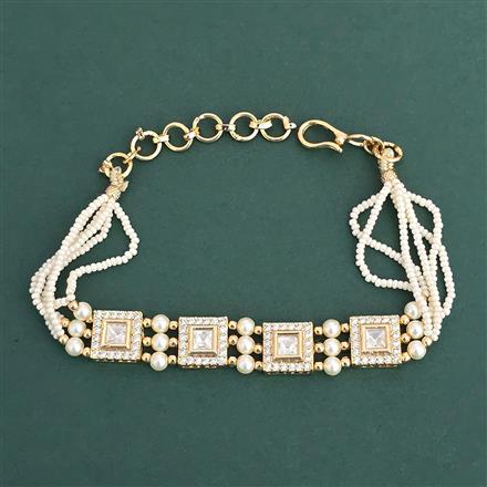 Kundan Moti Bracelet With Gold Plating