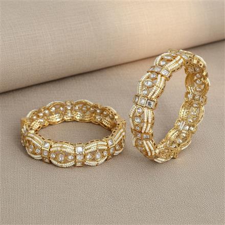 Kundan Moti Bangles With Carat Gold Plating