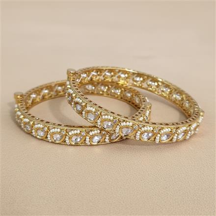 Kundan Moti Bangles With Carat Gold Plating