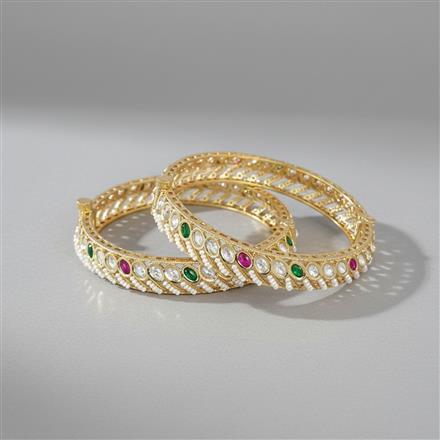 Kundan Moti Bangles With Carat Gold Plating